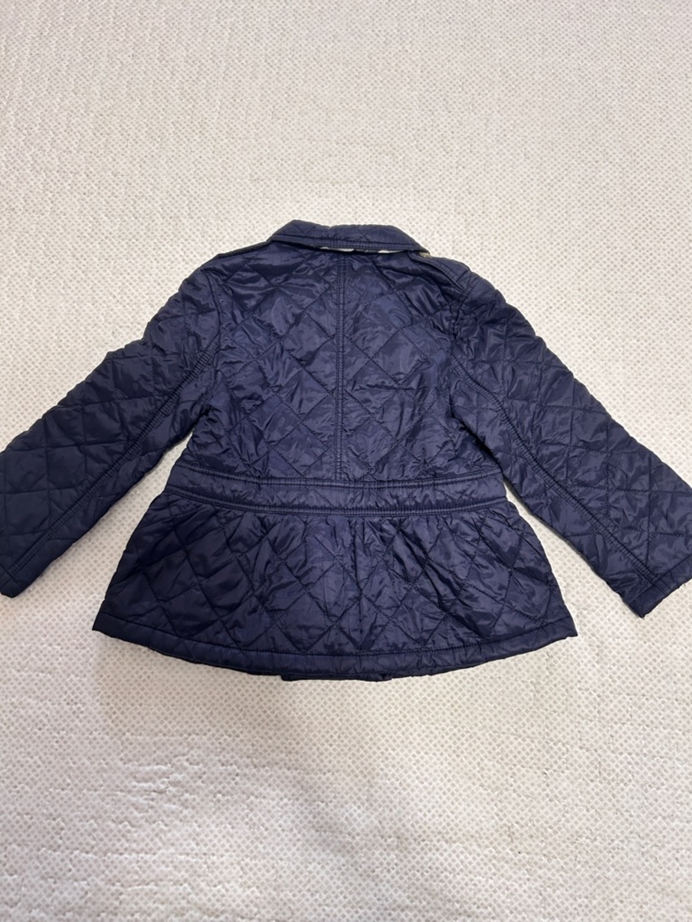 Burberry Girls 2Y Quilted Check Mid-Length Jacket Navy Nova Check Lining - Picture 4 of 11